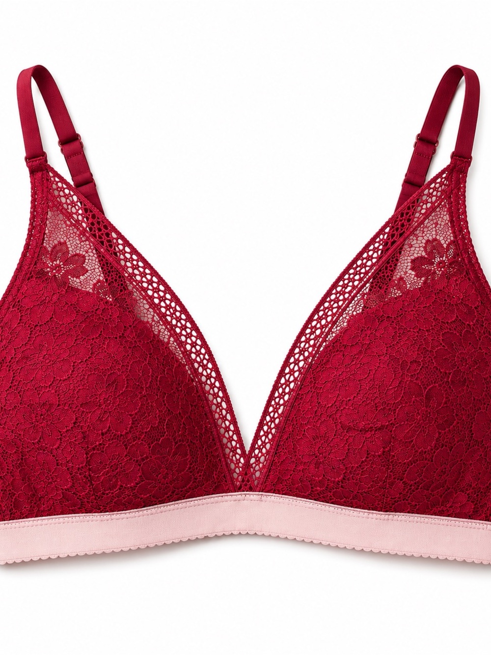 Knix Deep V Lace Wireless Bralette XL Pomegranate Red 38A-38DD